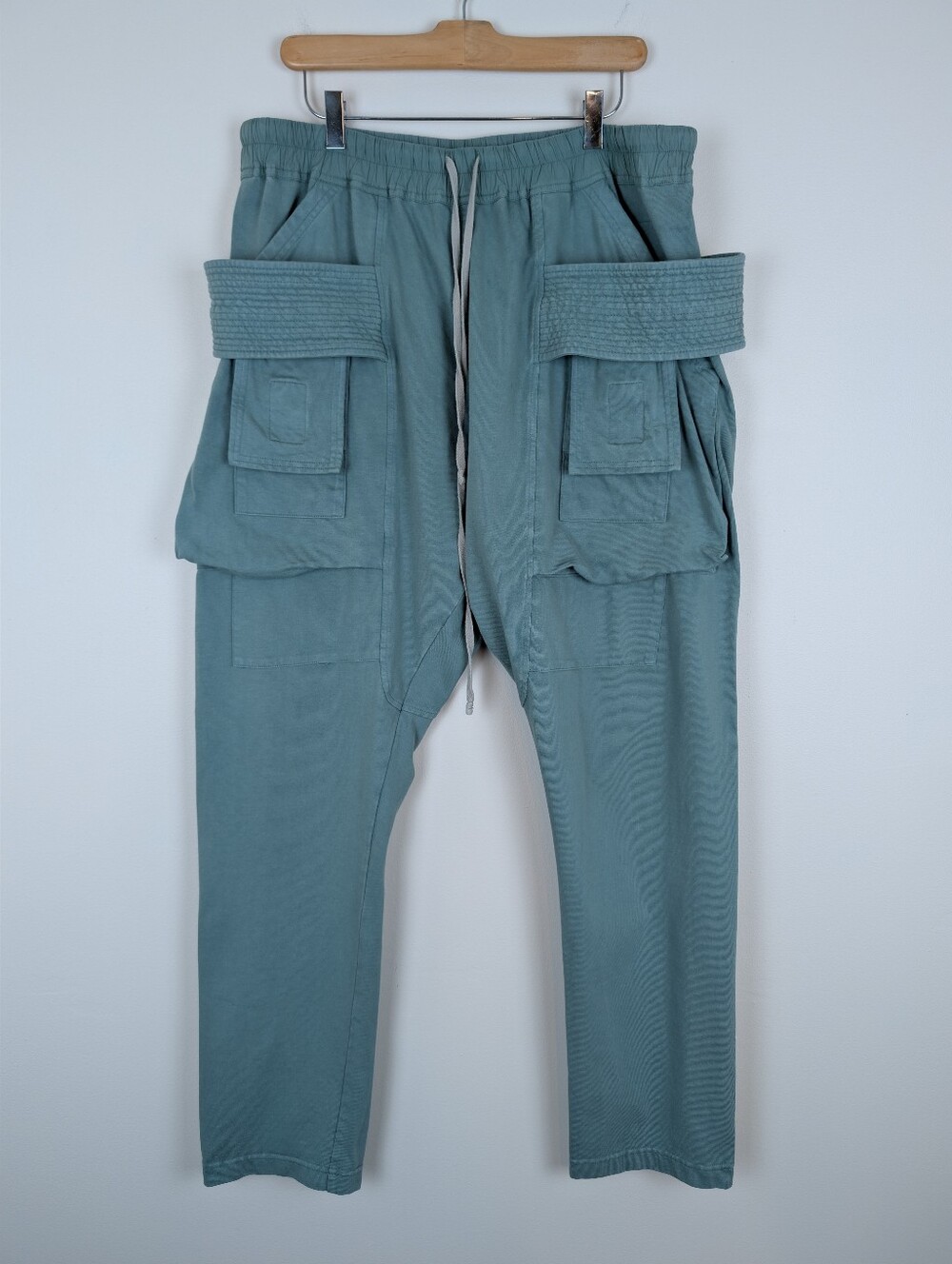 DRKSHDW Rick Owens Creatch Wide-Leg Brushed Cotton-Jersey Drawstring Cargo Pants